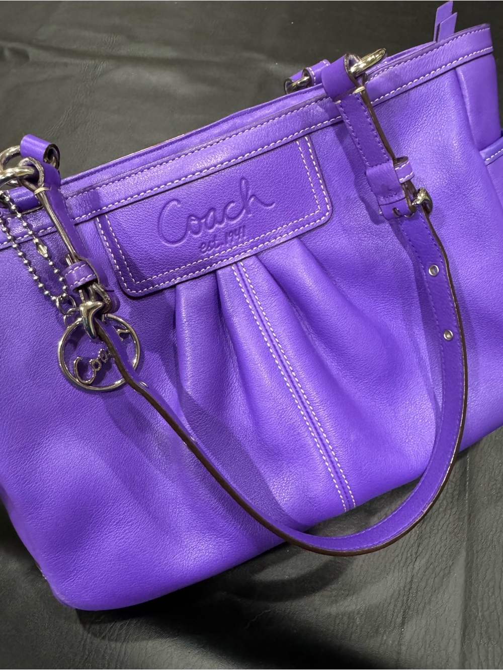 Live Show Quick List Coach Vibrant Purple Leather Shoulder Bag